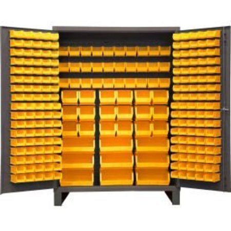 DURHAM MFG Global Industrial„¢ Bin Cabinet Flush Door - 227 Yellow Bins, 16 Ga. All-Welded Cabinet 60x24x84 SSC-227-95G